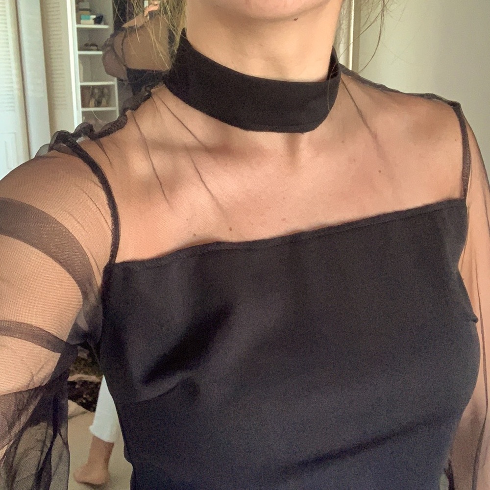 Black mesh top